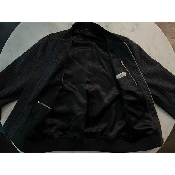 $5050 Hermes "Blouson Bord Cote" Wool Bomber Jacket Grey Pinstripe Men Size IT50 - Picture 6 of 16